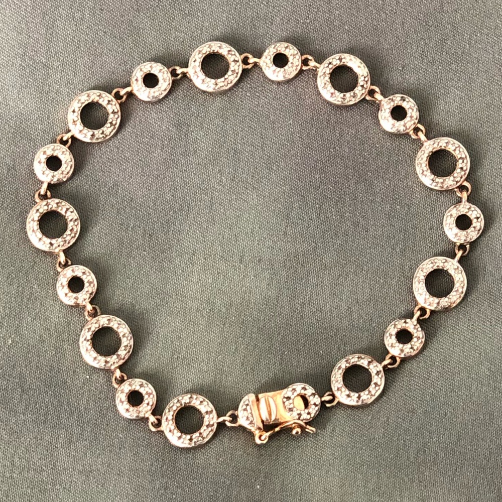 Circles- gold colored charm bracelet w/ jewels. - Picture 2 of 3